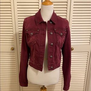 Women’s MissMe Size Large Maroon/Burgundy Denim Jacket
